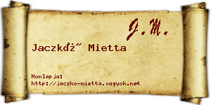 Jaczkó Mietta névjegykártya